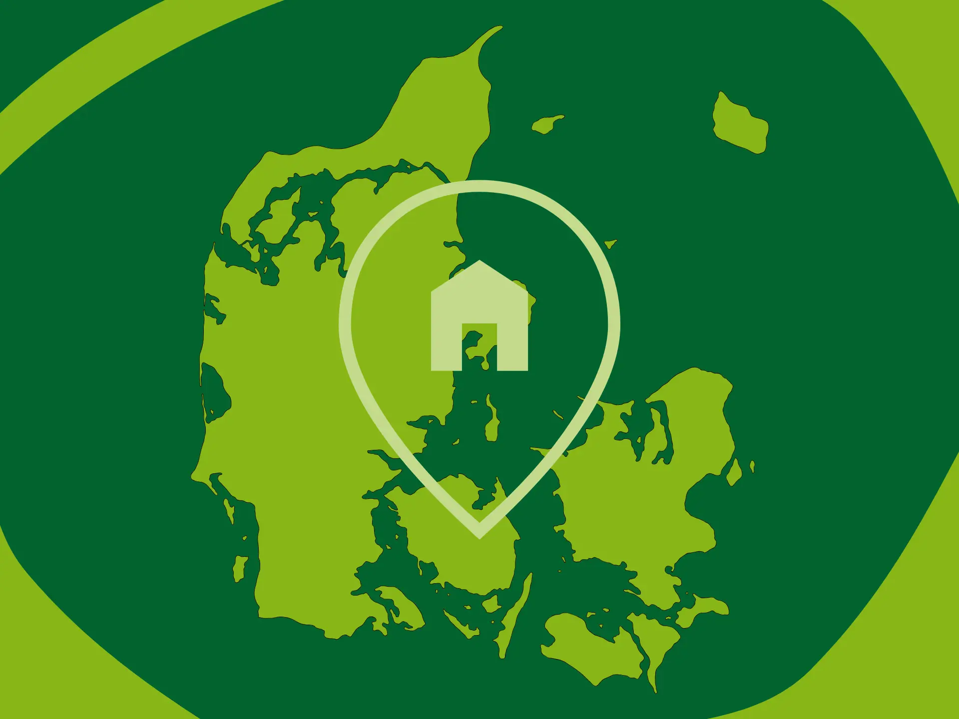 Danmarkskort med hus-pin